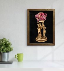 BK Gift The World Is Yours Tasarımlı Doğal Masif Ahşap Çerçeveli Tablo 45x65cm-2