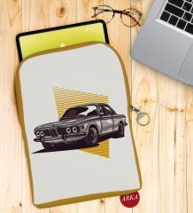 BK Gift Klasik Araç Tasarımlı Taşınabilir Koruyucu Tablet Kılıfı & Organizer Çanta - Sarı-1
