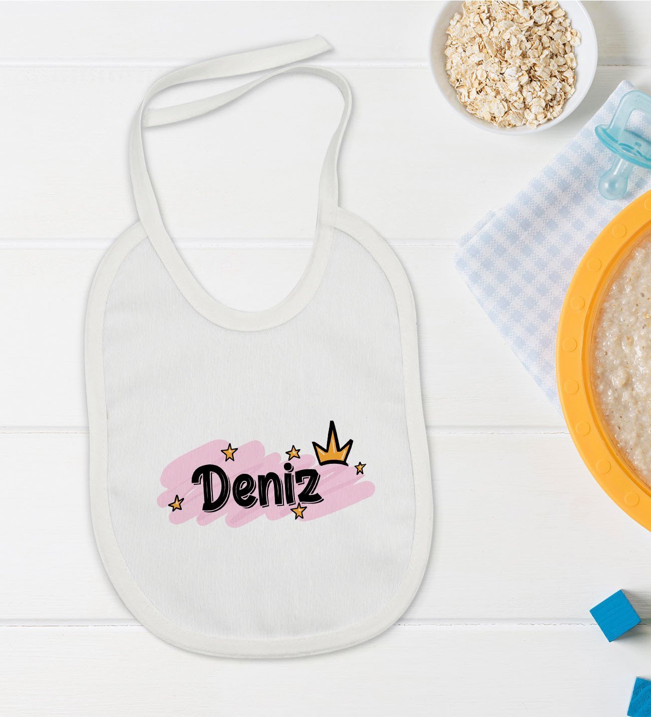 BK Kids Kişiye Özel İsimli Bebek Mama Önlüğü - Model 33