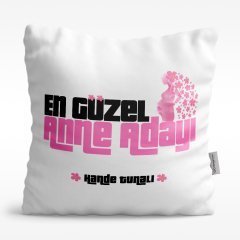 Kişiye Özel En Güzel Anne Adayı Tasarımlı Beyaz Saten Yastık - 1