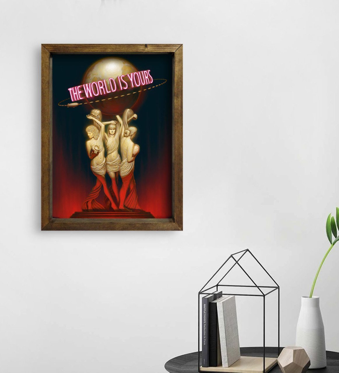 BK Gift The World Is Yours Tasarımlı Doğal Masif Ahşap Çerçeveli Tablo 45x65cm-1