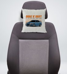 BK Gift Drag N Drift Tasarımlı Kare Araç Koltuk Yastığı-1