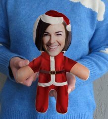 Kişiye Özel Fotoğraflı Noel Baba Bebek Yastık