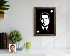 Kişiye Özel Godfather Baba Tasarımlı Doğal Masif Ahşap Çerçeveli Tablo 45x65cm-16