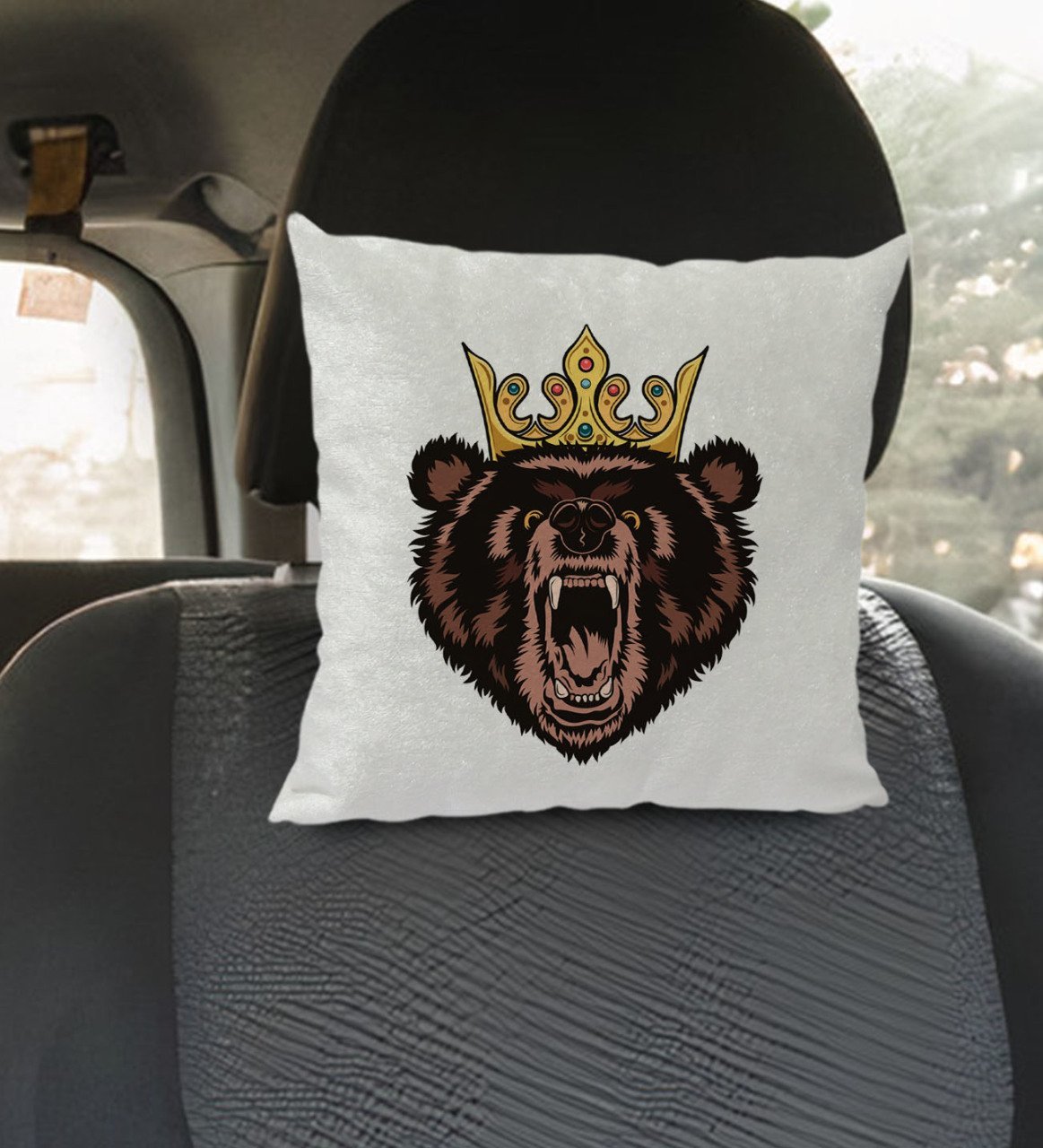 BK Gift Ayı Tasarımlı Kare Araç Koltuk Yastığı-1