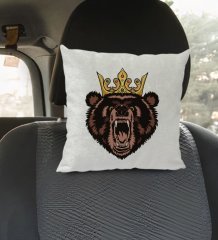 BK Gift Ayı Tasarımlı Kare Araç Koltuk Yastığı-1