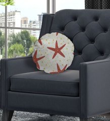 BK Gift Deniz Yıldızı Tasarımlı Yuvarlak Dekoratif Kırlent Yastık-1