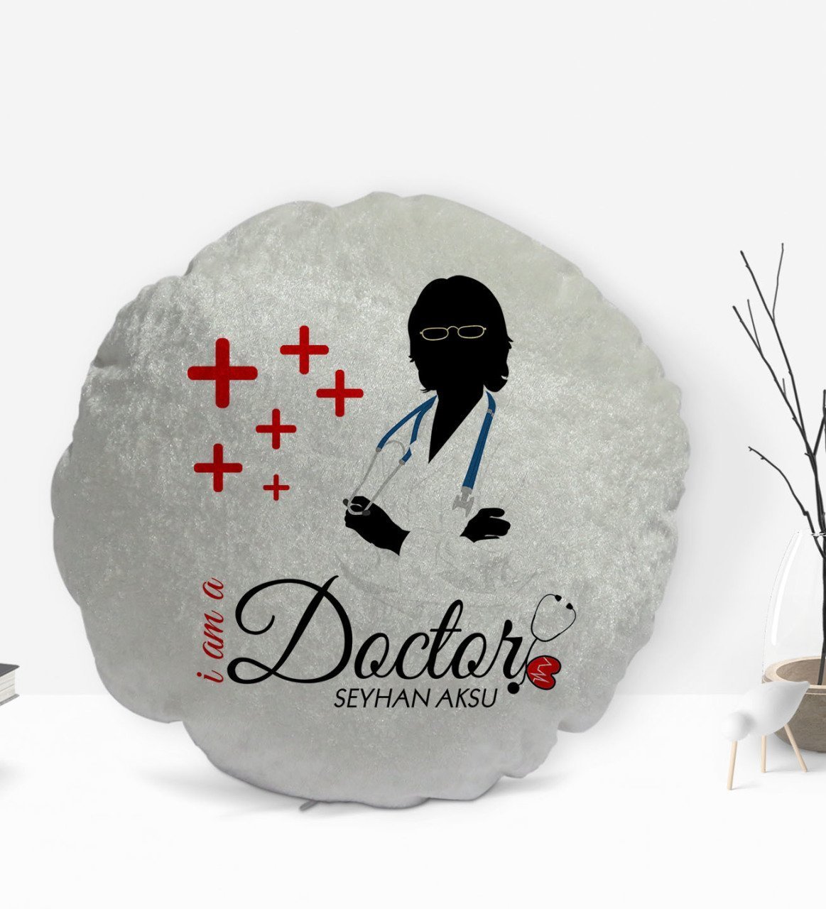 Kişiye Özel İsimli Doktor Tasarımlı Dekoratif Kırlent Yastık-1