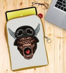 BK Gift Goril Tasarımlı Taşınabilir Koruyucu Tablet Kılıfı & Organizer Çanta - Sarı-1