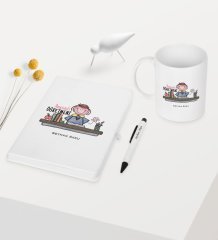 Kişiye Özel Anasınıfı Öğretmeni Temalı Beyaz Defter Kalem Kupa Seti - 3