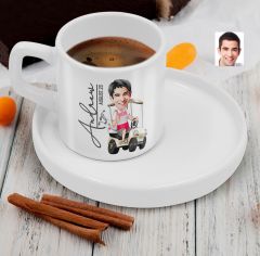 BK Gift Kişiye Özel Sunum Tabaklı Erkek Golf Oyuncusu Karikatürlü Kahve Fincanı-6, Sevgiliye Hediye, Aileye Hediye, Arkadaşa Hediye