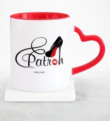Kişiye Özel Mesleki Patron Kırmızı Kalpli Kupa Bardak - 1