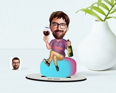 Kişiye Özel Erkek Karikatürlü Ahşap Biblo Model-2