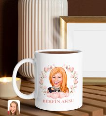 BK Gift Kişiye Özel Anneler Günü Karikatürlü Beyaz Kupa ve Papatya Kolye Hediye Seti, Anneler Günü Hediyeleri, Anneye Hediye-3