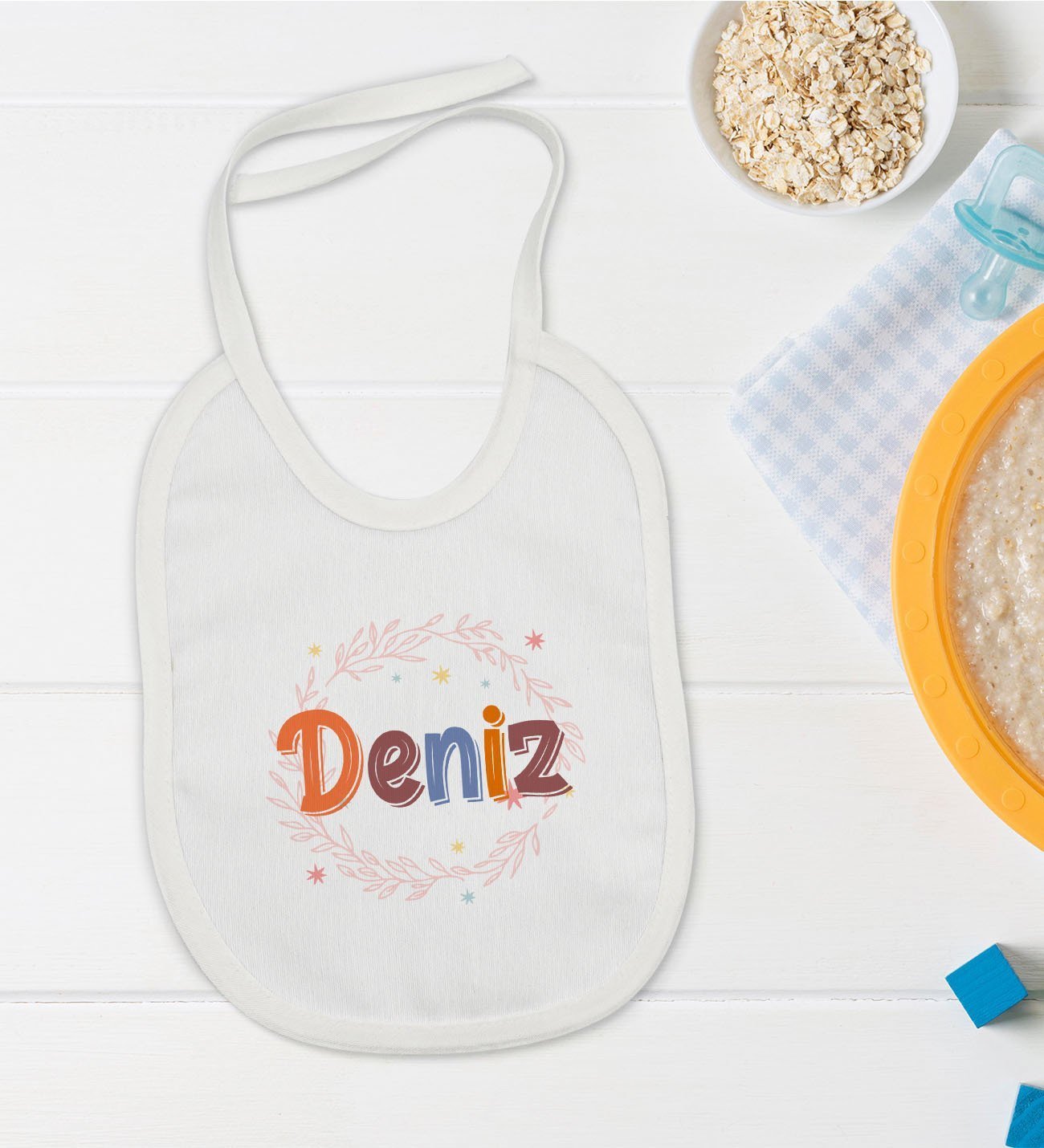 BK Kids Kişiye Özel İsimli Bebek Mama Önlüğü - Model 30