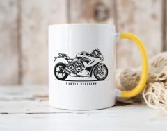 BK Gift Kişiye Özel Motorcu Temalı Sarı Kupa Bardak-12, Arkadaşa Hediye, Sevgiliye Hediye
