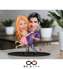 BK Gift Kişiye Özel Sevgililer Karikatürlü Ahşap Biblo, Sevgililer Günü Hediyesi, Doğum Günü Hediyesi, Yıl Dönümü Hediyesi-3