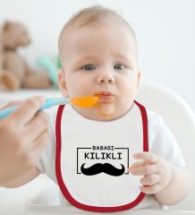 BK Kids Babası Kılıklı Tasarımlı Kırmızı Bebek Body Zıbın ve Mama Önlüğü Hediye Seti-1