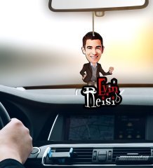 Kişiye Özel Evin Reisi Karikatürlü Ahşap Araba Dikiz Ayna Süsü-2