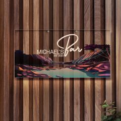 BK Gift Kişiye Özel Manzara Tasarımlı Akrilik Bar Tabelası(38x19cm)-3, Home Bar Tabela, Duvar Dekoru