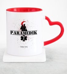 Kişiye Özel Mesleki Paramedik Kırmızı Kalpli Kupa Bardak - 2