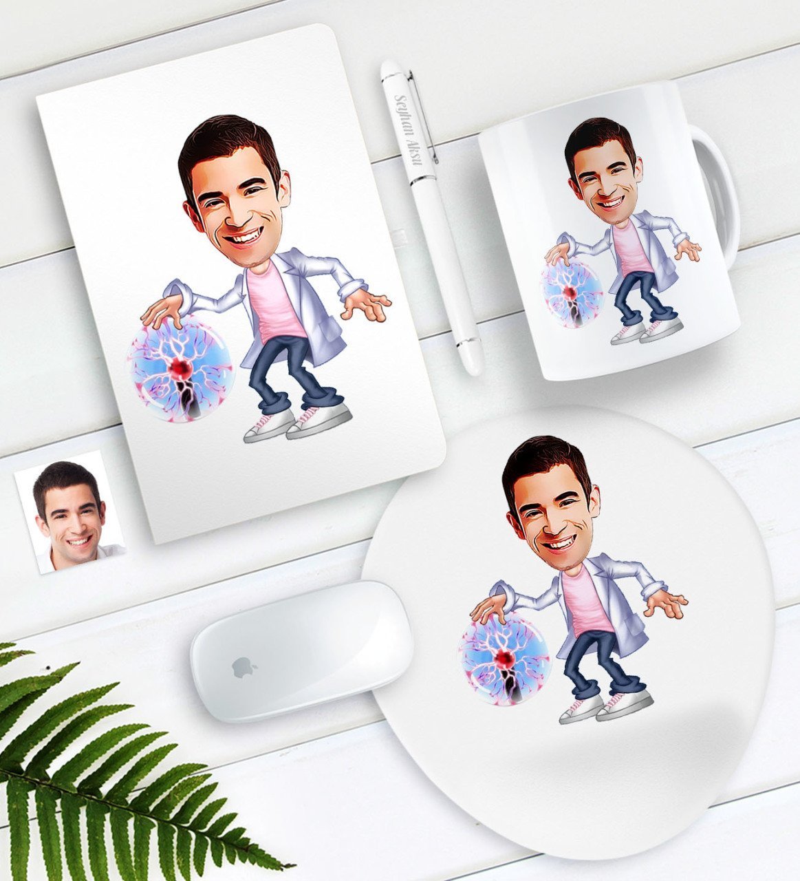 Kişiye Özel Bay Elektrik Mühendisi Karikatürlü Defter Kalem Kupa Mouse Pad Seti