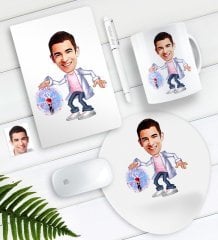 Kişiye Özel Bay Elektrik Mühendisi Karikatürlü Defter Kalem Kupa Mouse Pad Seti