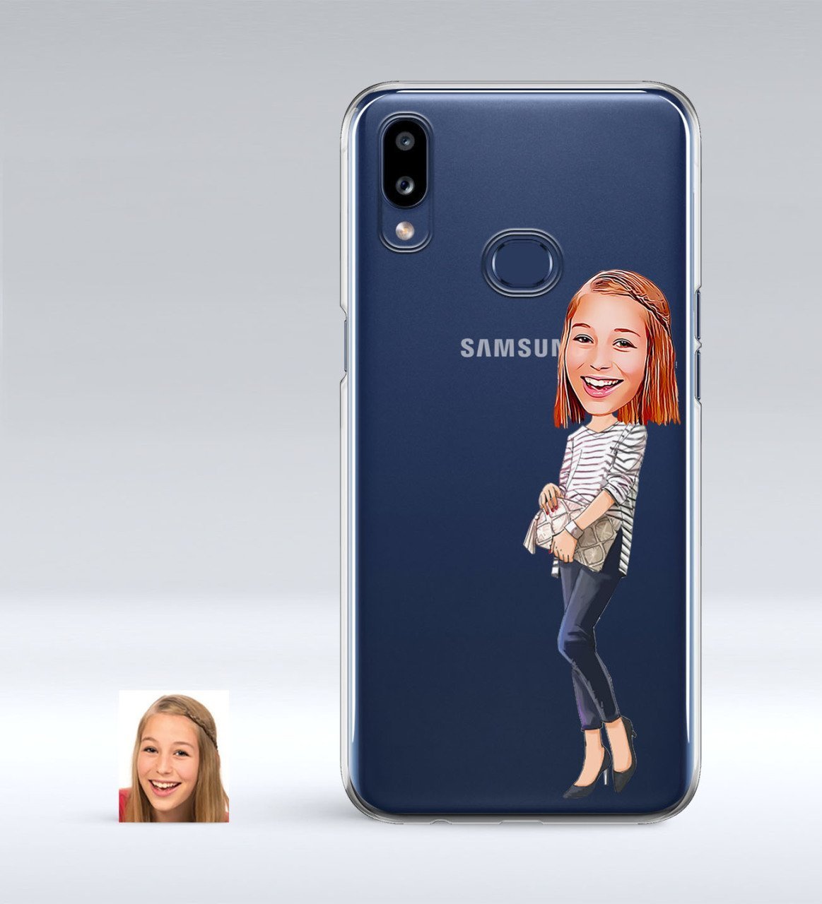 Kişiye Özel Bayan Karikatürlü Samsung Galaxy A10s İnce Şeffaf Silikon Telefon Kapağı-11