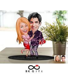 BK Gift Kişiye Özel Sevgililer Karikatürlü Ahşap Biblo, Sevgililer Günü Hediyesi, Doğum Günü Hediyesi, Yıl Dönümü Hediyesi-2