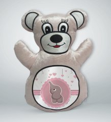 BK Gift Sevimli Fil Tasarımlı Krem Ayıcık Yastık-2