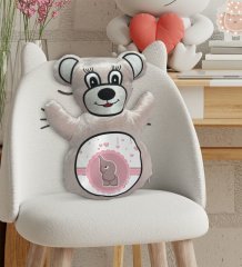 BK Gift Sevimli Fil Tasarımlı Krem Ayıcık Yastık-2