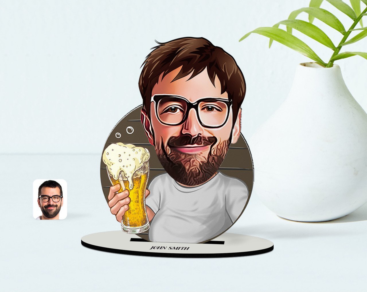 Kişiye Özel Erkek Şerefe Karikatürlü Ahşap Biblo Model-1