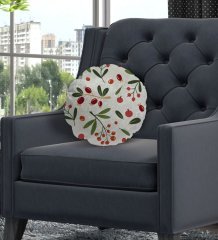 BK Gift Dal Tasarımlı Yuvarlak Dekoratif Kırlent Yastık-1