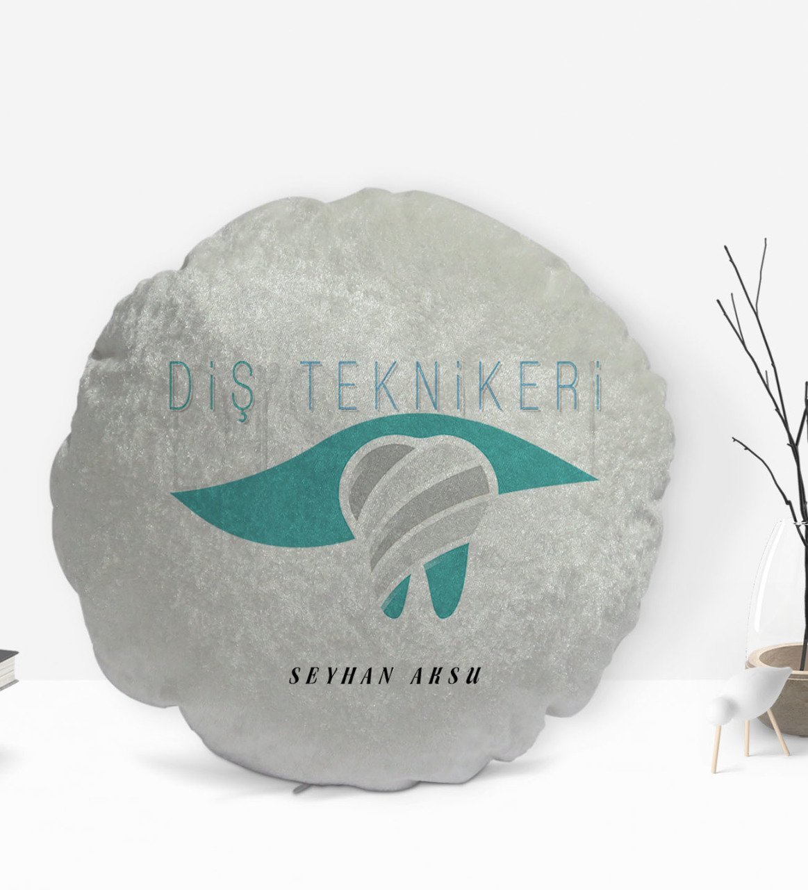 Kişiye Özel İsimli Diş Teknikeri Tasarımlı Dekoratif Kırlent Yastık-1