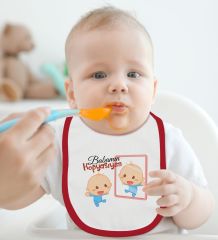 BK Kids Babamın Kopyasıyım Tasarımlı Kırmızı Bebek Body Zıbın ve Mama Önlüğü Hediye Seti-1