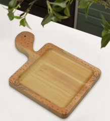 BK Gift Modern Art Tasarımlı Kare Şeklinde Doğal Ahşap Servis ve Sunum Tabağı Model 6