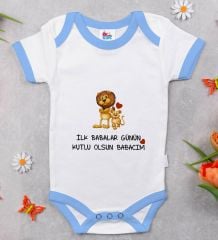 BK Kids İlk Babalar Günü Tasarımlı Mavi Bebek Body Zıbın-2