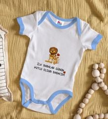 BK Kids İlk Babalar Günü Tasarımlı Mavi Bebek Body Zıbın-2