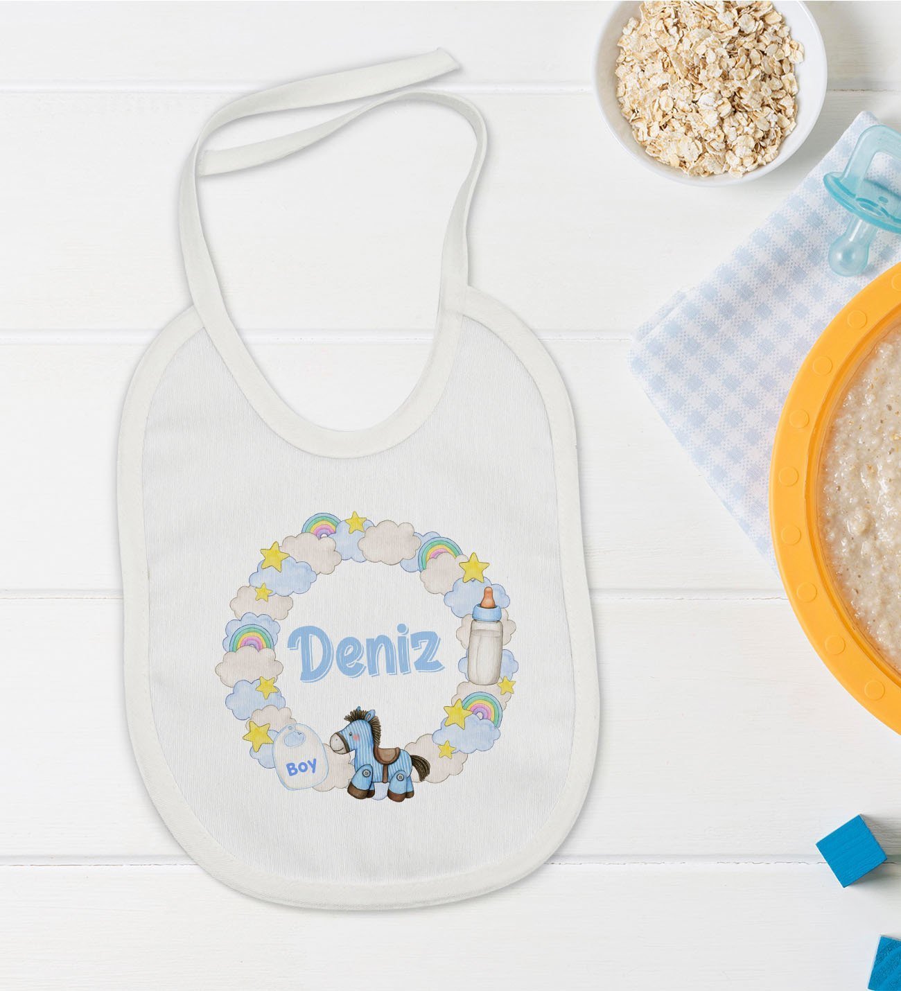BK Kids Kişiye Özel İsimli Bebek Mama Önlüğü - Model 28