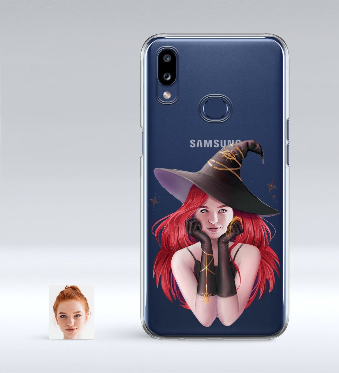 Kişiye Özel Bayan Cadı Karikatürlü Samsung Galaxy A10s İnce Şeffaf Silikon Telefon Kapağı-2