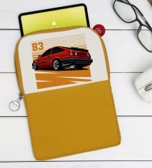 BK Gift Drift Car Tasarımlı Taşınabilir Koruyucu Tablet Kılıfı & Organizer Çanta - Sarı-1