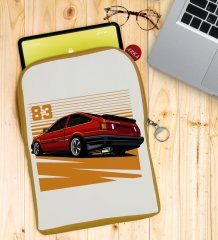 BK Gift Drift Car Tasarımlı Taşınabilir Koruyucu Tablet Kılıfı & Organizer Çanta - Sarı-1