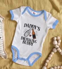 BK Kids Daddy's Drinking Buddy Tasarımlı Mavi Bebek Body Zıbın-1