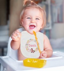 BK Kids Kişiye Özel İsimli Bebek Mama Önlüğü - Model 27