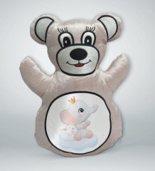 BK Gift Sevimli Fil ve Tavşan Tasarımlı Krem Ayıcık Yastık-3