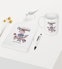 Kişiye Özel Anaokulu Öğretmeni Temalı Beyaz Defter Kalem Kupa Seti - 2