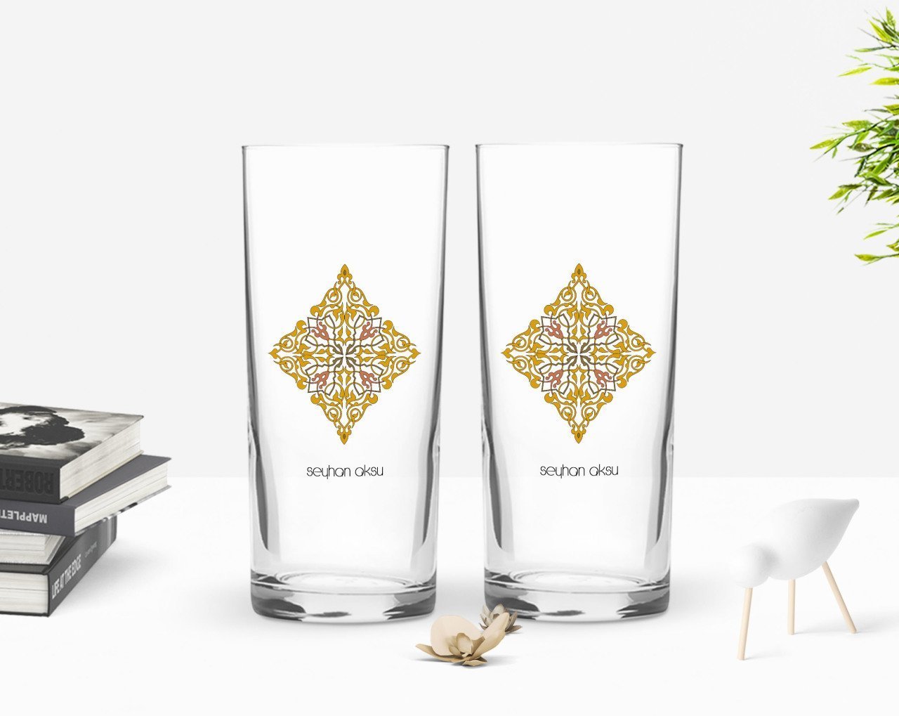 Kişiye Özel Renkli Baskılı İsimli İkili Rakı Bardağı Seti-109