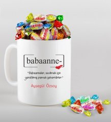 Kişiye Özel Babaanne Tasarımlı Beyaz Kupa ve Haribo Şeker Hediye Seti-1