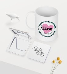 Kişiye Özel Canım Annem Beyaz Kupa Ayna Seti - 10