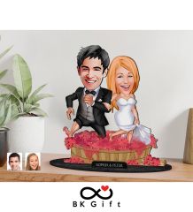 BK Gift Kişiye Özel Evleniyoruz Karikatürlü Ahşap Biblo, Sevgililer Günü Hediyesi, Doğum Günü Hediyesi, Yıl Dönümü Hediyesi-10